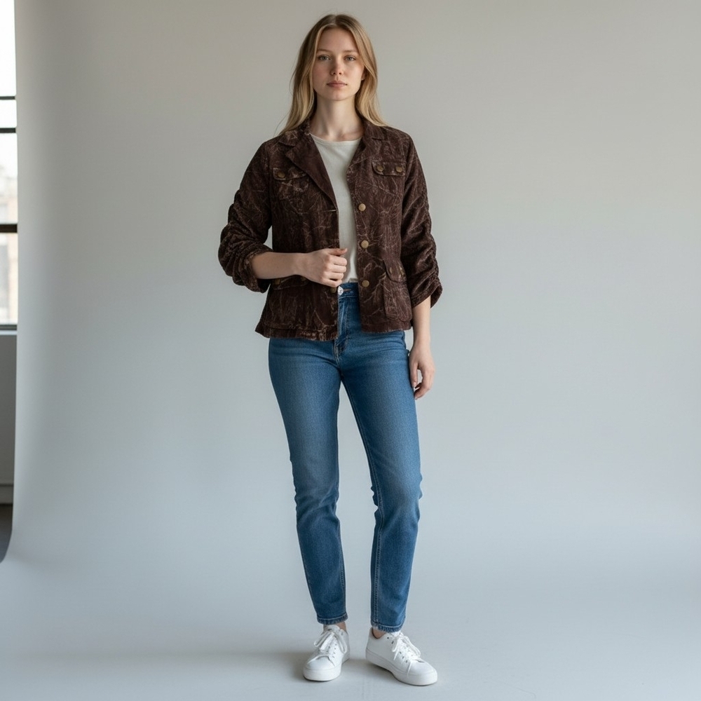 Women's Distressed Brown Utility Jacket